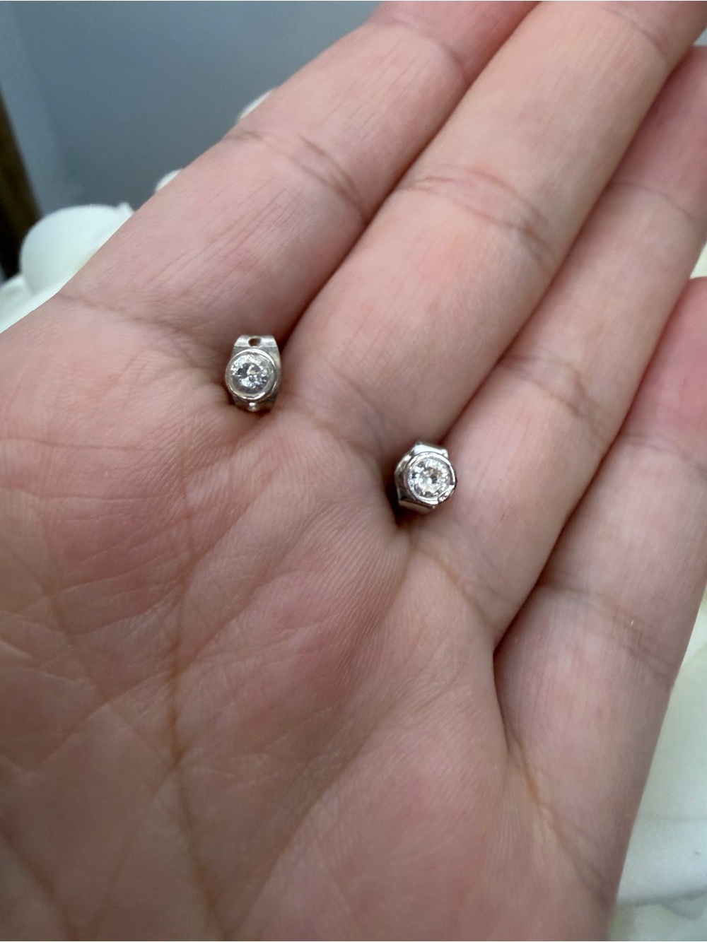 Silver tone Clear CZ Stud Earrings - Women Jewelry